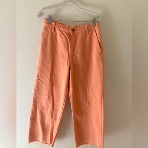 Pale Pink Denim Cropped Wide Leg Pants Size M